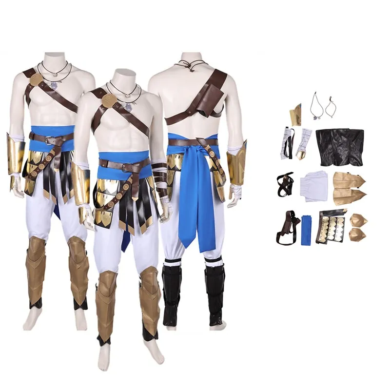 Sargon Costume Cosplay Prince Persia Fantasy Adult Men Pants Cintura Collana Guanti Abiti Halloween Carnival Party Travestimento Suit