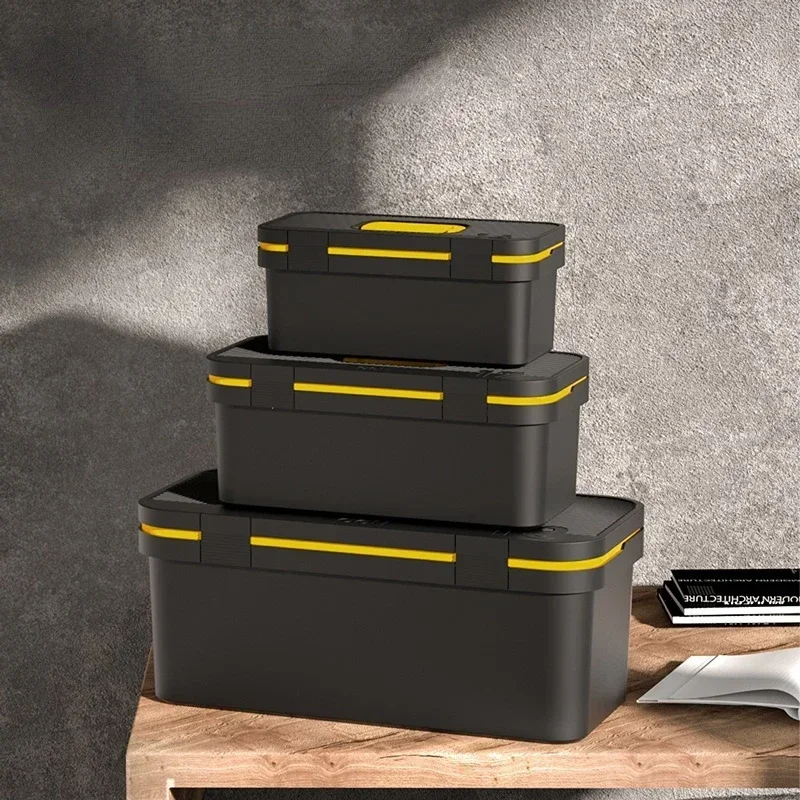 Deli 14/17 Inch Black Carrying Case Storage Durable Organizer Tools Packaging Box Multifunction Electrician Portable Tool Boxes 3
