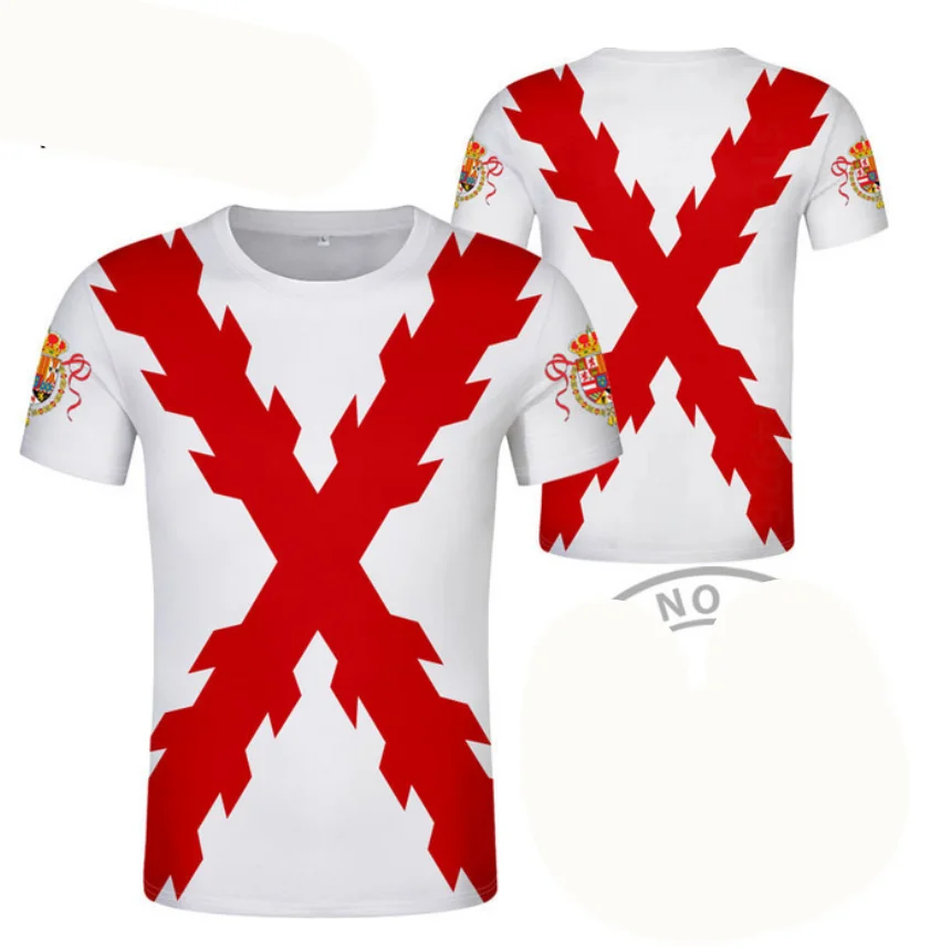 

Футболка Мужская/женская с коротким рукавом, популярная одежда в стиле испанской империи, с принтом гигантской католической Монархи, флага и Креста, лето