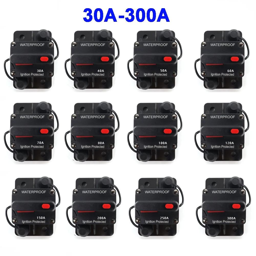 1Pcs for Audio System Fuse Car 48VDC 30A300A Circuit Breaker 12V