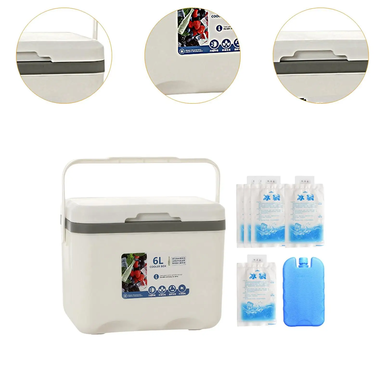 Camp Cooler, Ice Box Chest, 6 L with Handle Portable Cold Storage Case with Ice Camp Cooler, Ice Box Chest, 6 L with Handle Portable Cold Storage Case with Ice