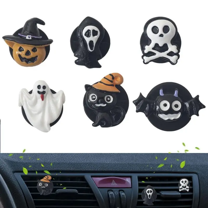 

Car Fresheners Vent Clips Halloween 6pcs Scented Car Air Freshener Vent Clip Air Conditioning Outlet Clip Funny Car Decor
