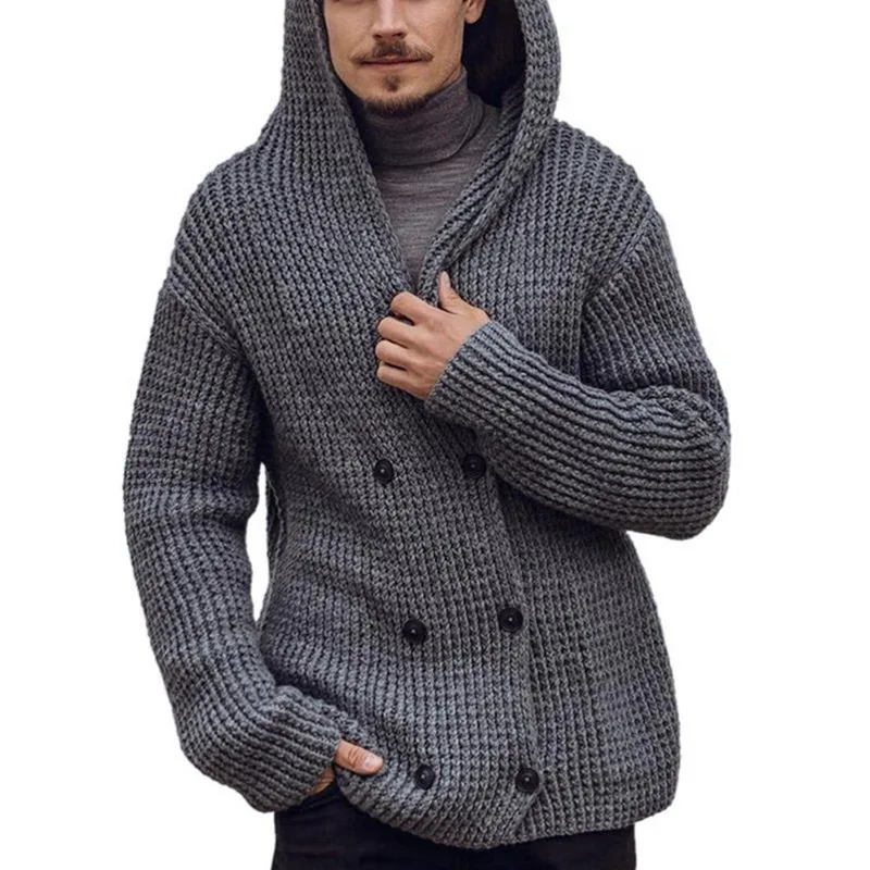 Men's Sweater Hooded Cardigan 2023 Autumn And Winter New Casual Simple Knit Large Size Sweater