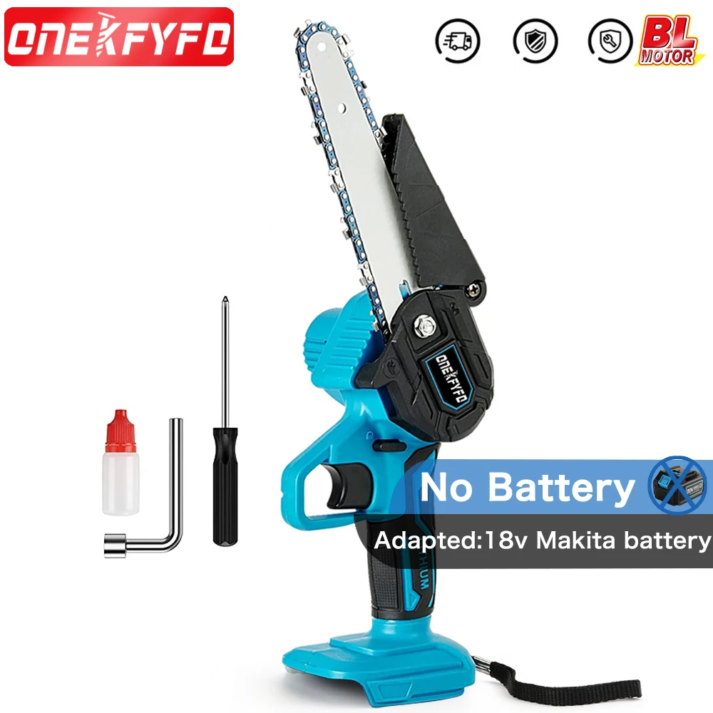 

ONEKFYFD 6 Inch Electric Portable Chain Saw One-handed Circular Saw Pruning Gardening Woodworking Tool for Makita 18V Battery