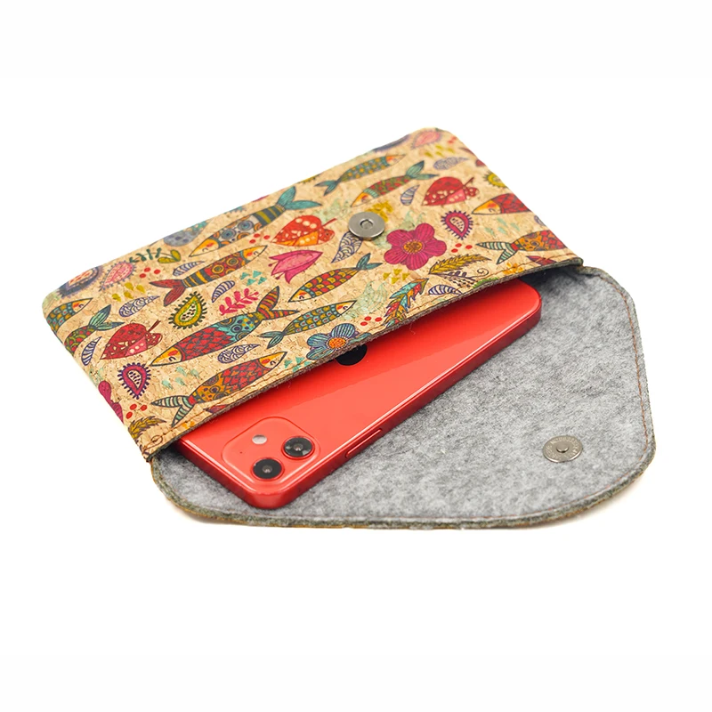 Universal Lightweight Cork Fabric Phone Pouch with Compact Storage Wallet