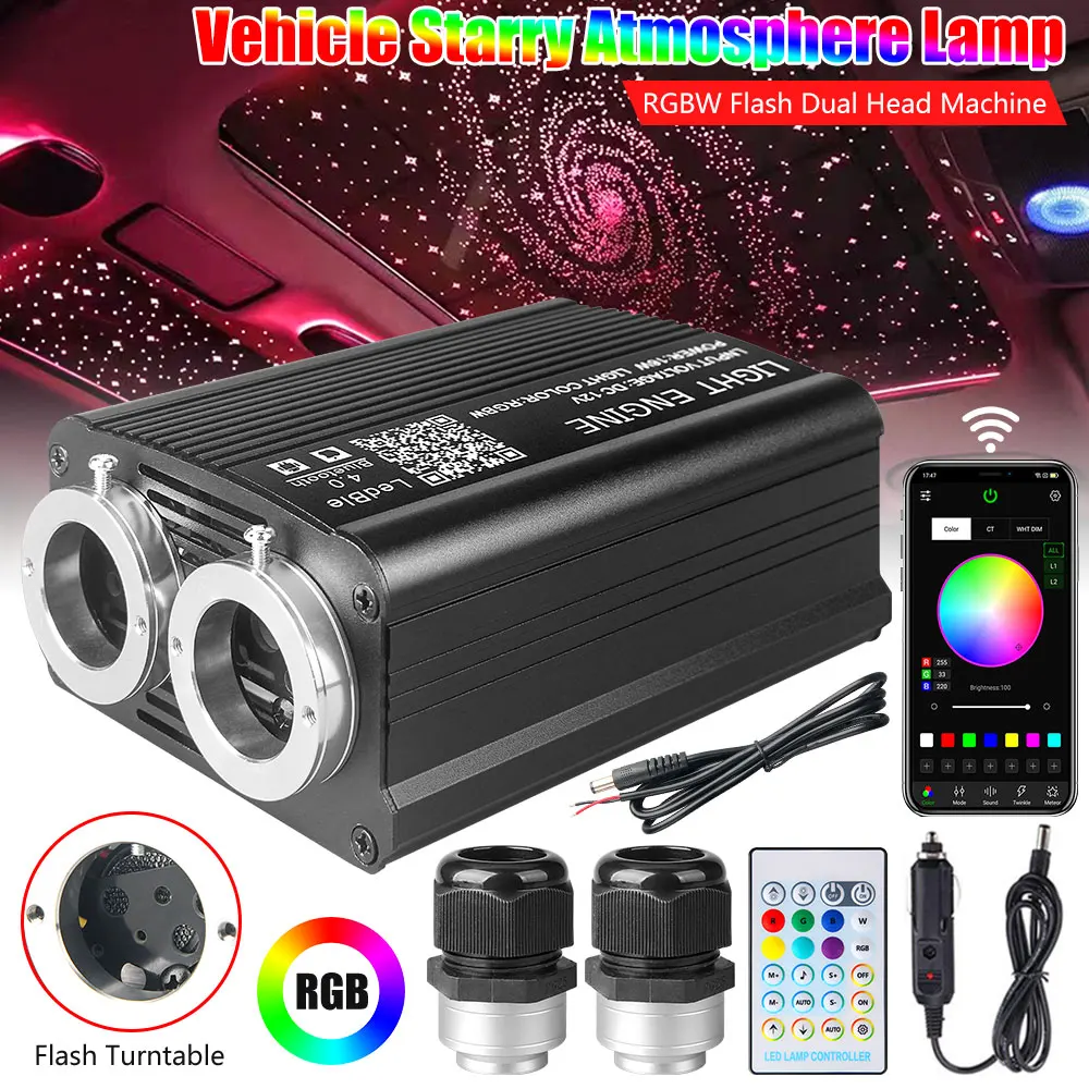 Description Picture 2 of itemRGBW Fiber Optic Star Ceiling Light Kits Car Roof Star Lights for Kid Room Starry Sky Optical fiber Lighting APP Music Control