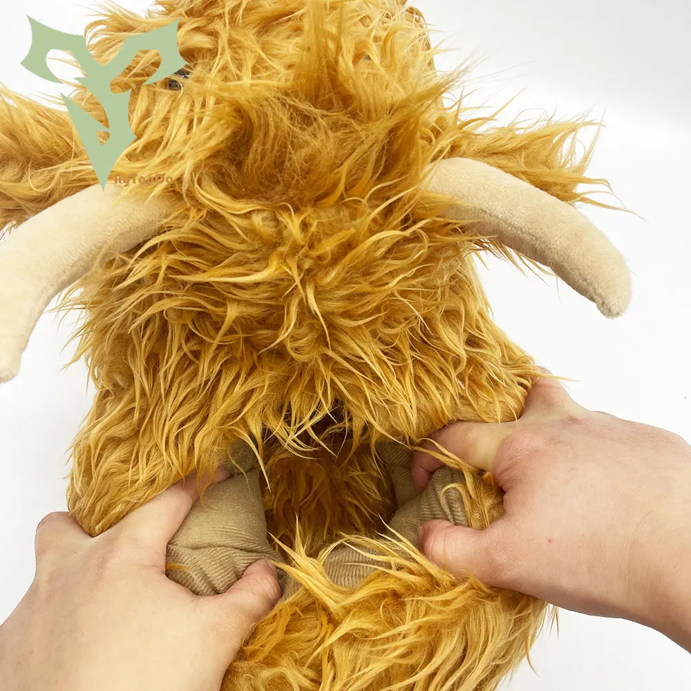 Highland Cattle Slippers Plush Scottish Cow Slippers Brown Fluffy Fur Home Slippers Winter Warm Kawaii Flat Animal Slides Shoes 4