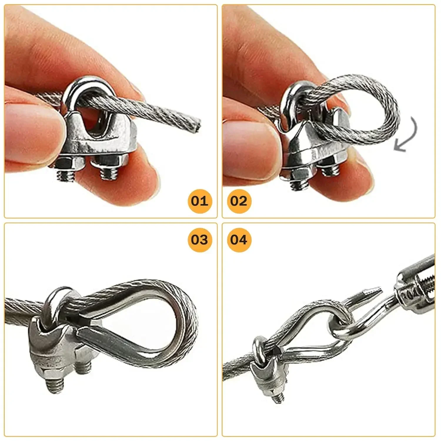 UTMACH Pack Of 40 Wire Rope Clamps 4 Mm Bow Rope Clamp Stainless - View #7
