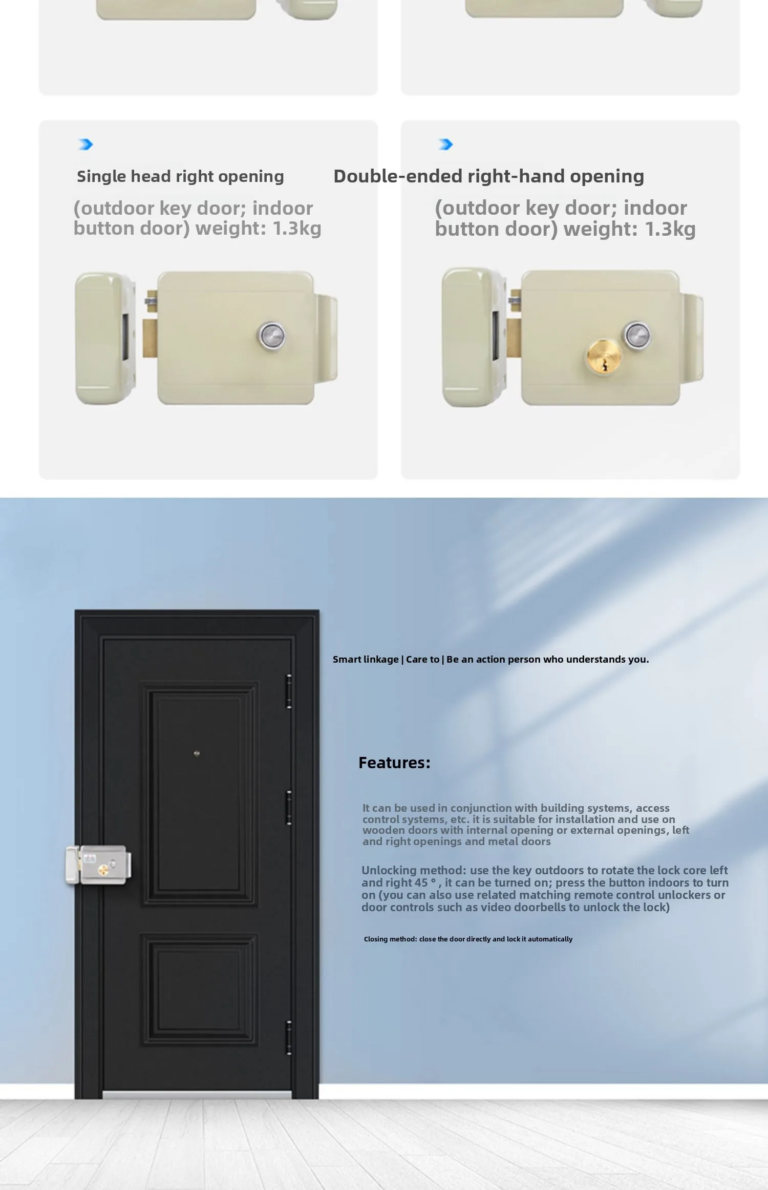 stainless steel baking paint electric control lock single and double head commun