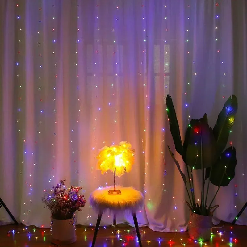 3M LED Curtain String Lights Fairy Decoration USB Holiday Garland Lamp 8 Mode For Home Garden Christmas Party New Year Wedding
