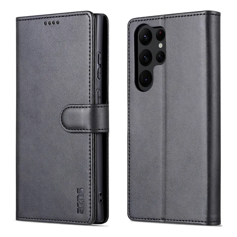 

Flip Phone Case For Samsung Galaxy S21 FE S22 Plus S23 Note 20 Ultra Solid Color Leather Wallet Card Slot Cover Protective Shell