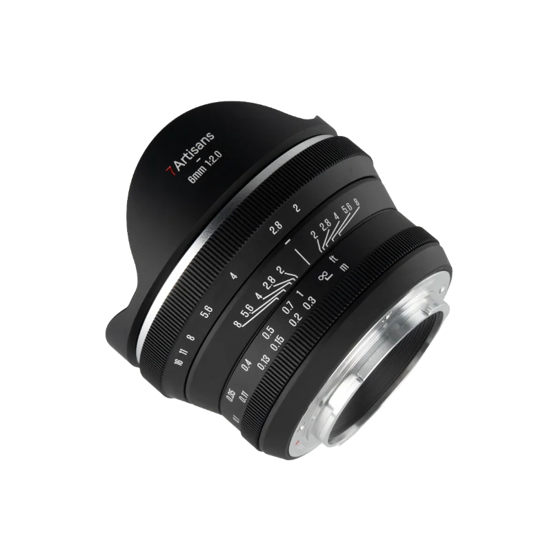 7artisans 6mm F2.0 어안렌즈 APS-C 수동 초점 카메라 렌즈 (캐논 RF, E, 니콘 Z, 후지필름 XF, M/43 마운트 카메라용)