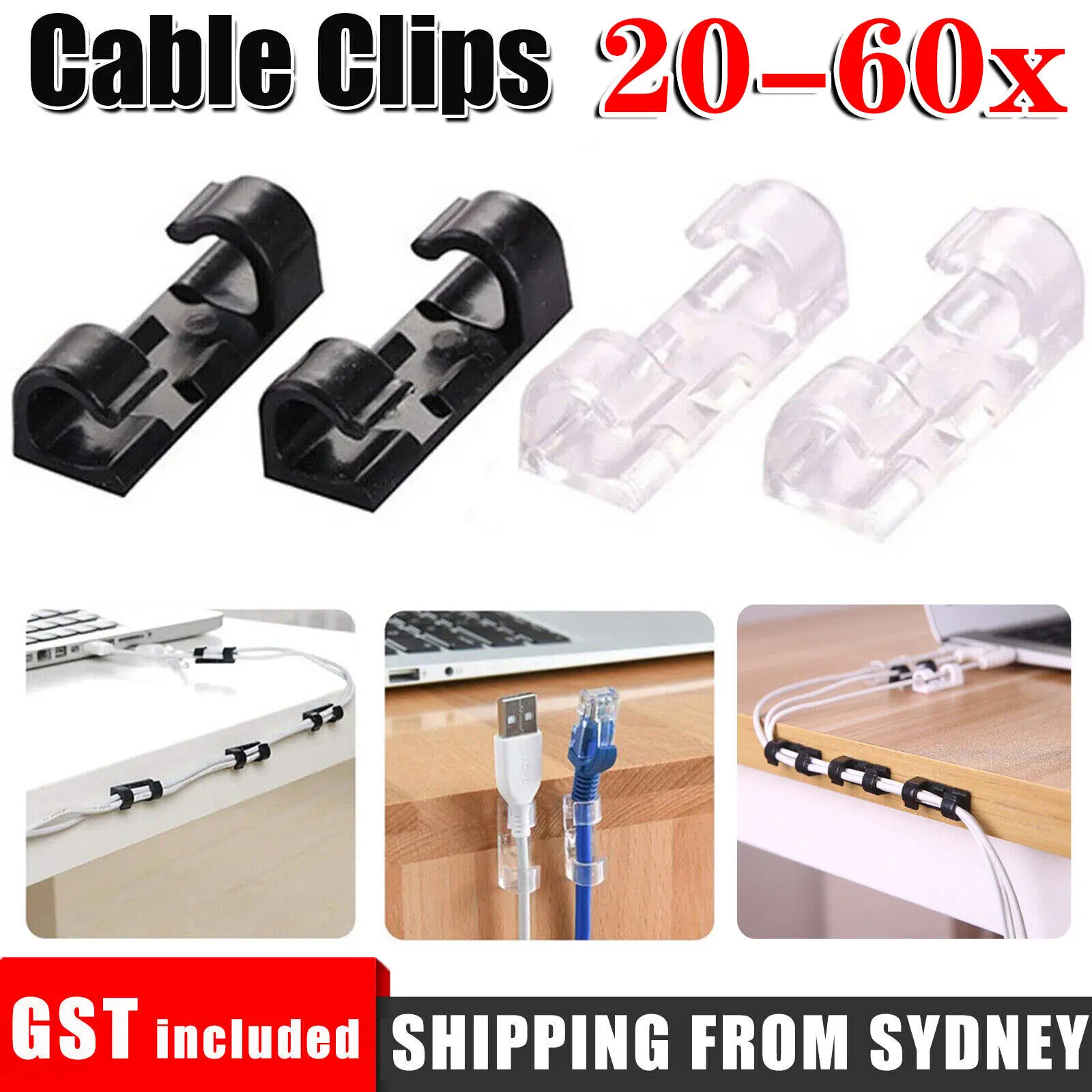 

16/20PCS Cable Organizer Clips Cable Management Desktop & Workstation Wire Manager Cord Holder USB Charging Data Line Winder