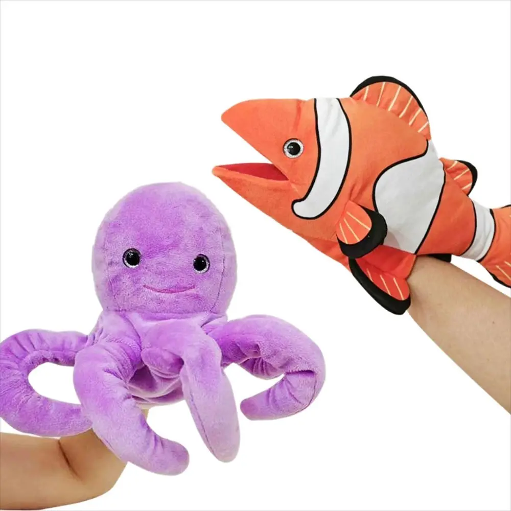 

Hand Doll Sea Animal Puppets Movable Mouth Turtle Whale Plush Shark Puppet Stuffed Animal Octopus Crab Preschool Kindergarten