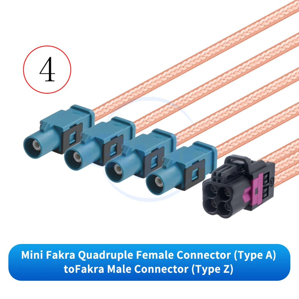 (1 Stück) Rosen Mini FAKRA 4-in-1 Typ A Schwarz zu SMA/FAKRA RG316D Braun Versilbertes Kabel FAKRA zu SMA Kabel – Detail 6