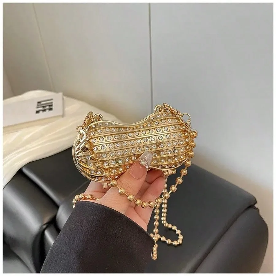 2025 New Peanut Mini Lipstick Crossbody Bag Women's Chain Strap Shoulder Bags Cute Peanut Shaped Mini Purse For Daily Party Use