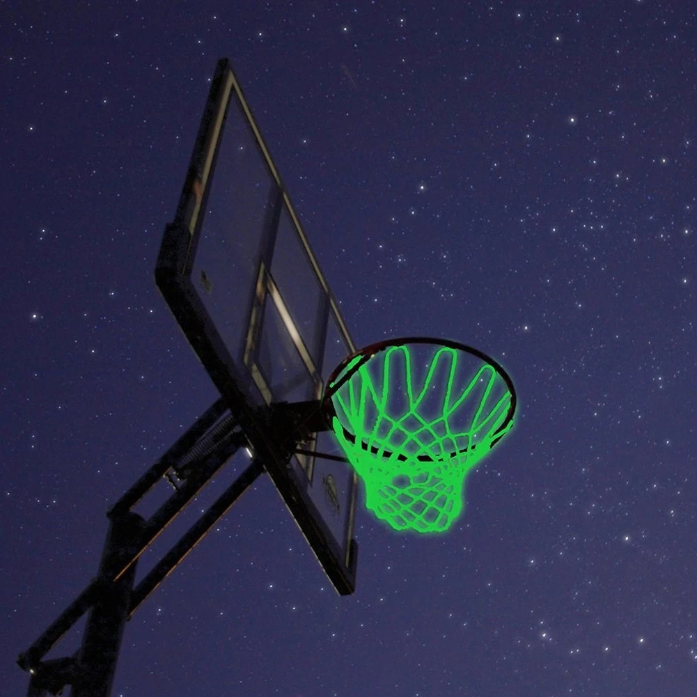 Luminous Basketball Net Self-illuminated Glowing Light Fluoresc Basketball Standard Training Nylon Net Outdoor Sport Accessories