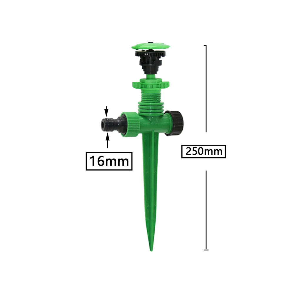 Garden Irrigation Sprinkler 360 Degrees Auto-rotate Nozzle Agricultural Garden Watering With 1/2" Plastic Spike Support