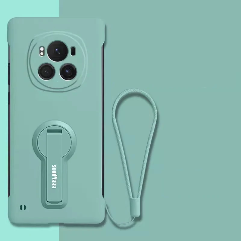 Sleek White Frameless Phone Case with Holder and Lanyard