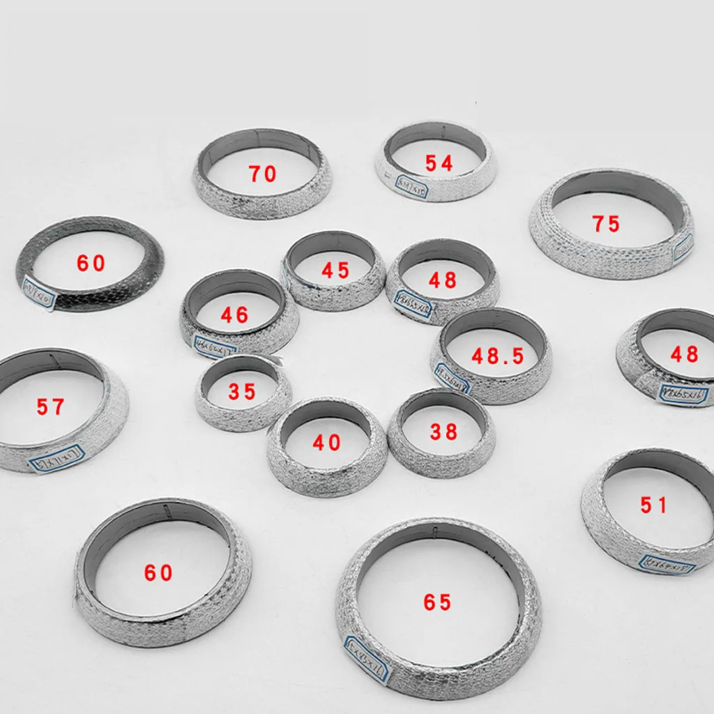 Exhaust Gasket 1pcs Car Muffler Exhaust Pipe Graphite Gasket Seal Ring 35mm-75mm Dia Exhaust Tail Pipe Flange Donut Gasket Muffler Seal Ring