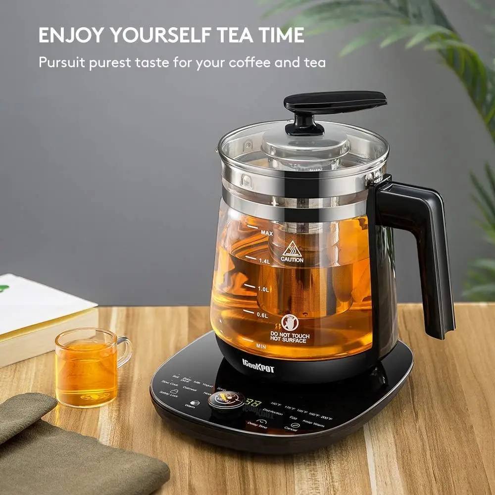 Kettle Temperature Control Glass Tea Kettle Programmable Control Tea Pot, 2 Liter Stainless Steel Maker & Coffee Ke