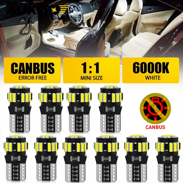 AUXITO 10/8/6/4/2Pcs Canbus T10 W5W 194 501 Led No Error 5W5 Car Interior Light SMD 4014 Chip Pure White Instrument Lights Bulb