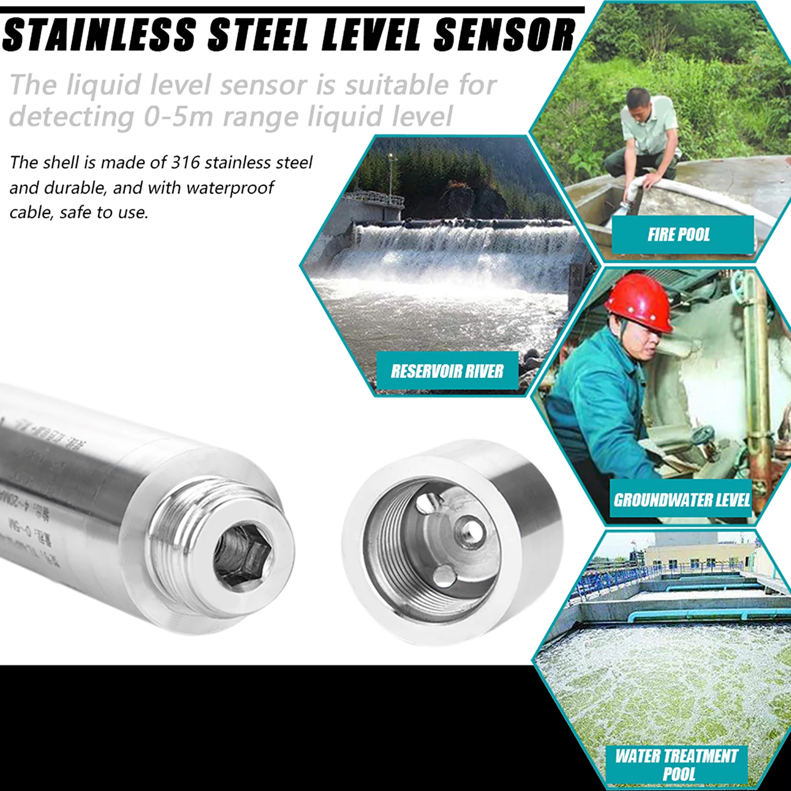 Liquid Level Sensor DC24V 4-20mA Throw in Type Liquid Level Sensor For Detecting 0-5m Range Depth Stainless Steel liquid level sensor