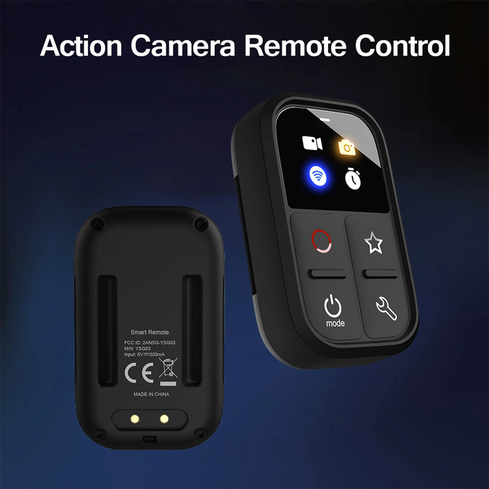 Wireless Smart Remote Control Replacement for GoPro Hero 12/11/10/9/8/LED Colorful Screen Built-in Battery 50M Control Distance