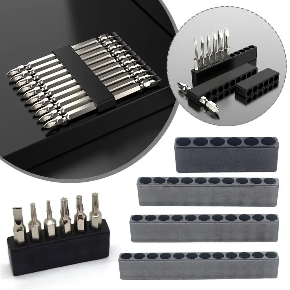 6/10/11/12Holes Drill Bit Storage Case Screwdriver Head Holder Hex Shank Screwdriver Bit Holder For 6.35mm/ 1/4" Standard Bits tool storage box parts storage box plastic tool box storage organizer box parts organizer screwdriver storage box