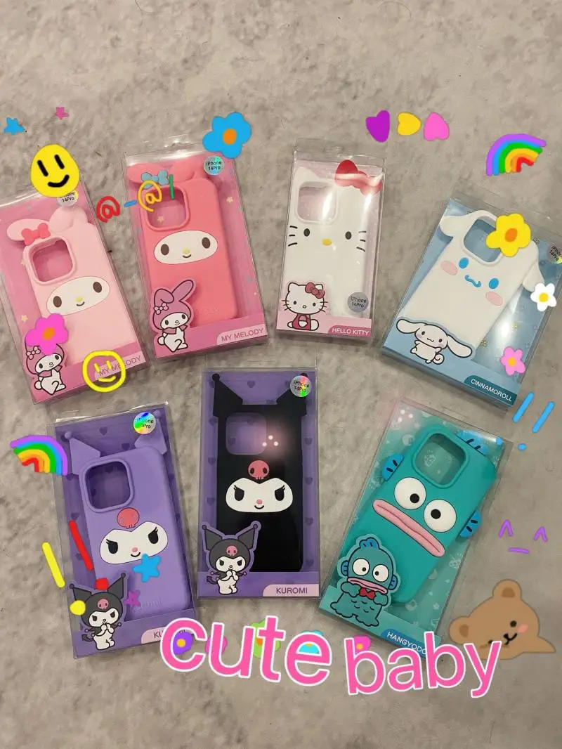 Kawaii Sanrioed Phone Case Hangyodon Kitty Kuromi Animation Peripherals Cute Applicable To Iphone 15 Pro Max Girl Gift Christmas