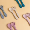2Pcs/Set Soft Silicone Baby Training Spoon Fork Set BPA Free Kids Safety Non-Slip Tableware Infant Toddler Feeding Accessories 1