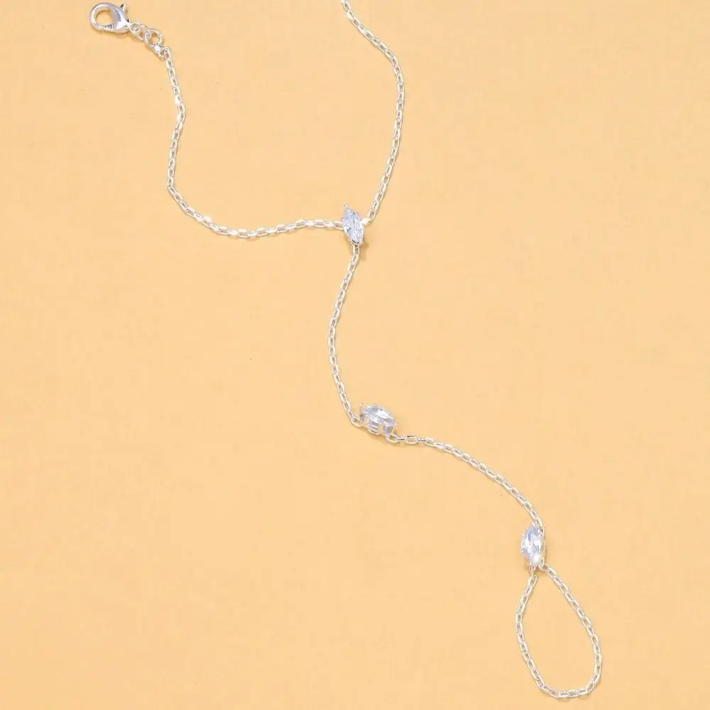 Fashion Gold/Silver Crystal Zircon Bracelet Hand Jewelry Women Thin Chain Women Thin Chain Finger Bracelet