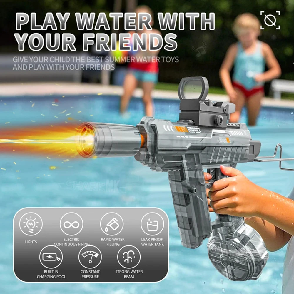 Powerful Electric Water Gun With Flame Effect And Spray Light_voghion.com
