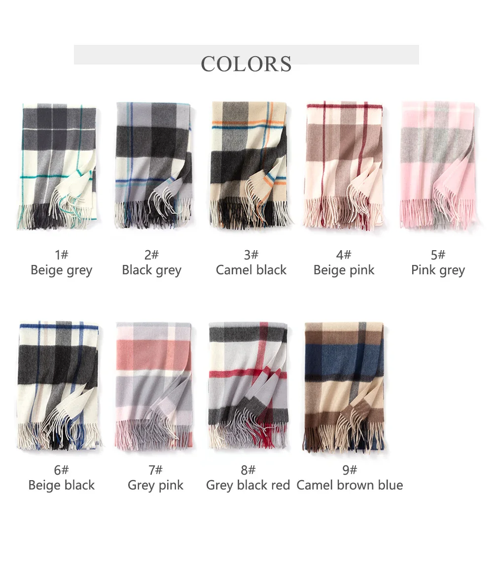 Klassische Plaid Kaschmir Warme Elegante Frau Schal Wilden Quaste Verdickt männer Unisex Neck Pashmina Schal Geschenk Femme Bandanas – Detail 6