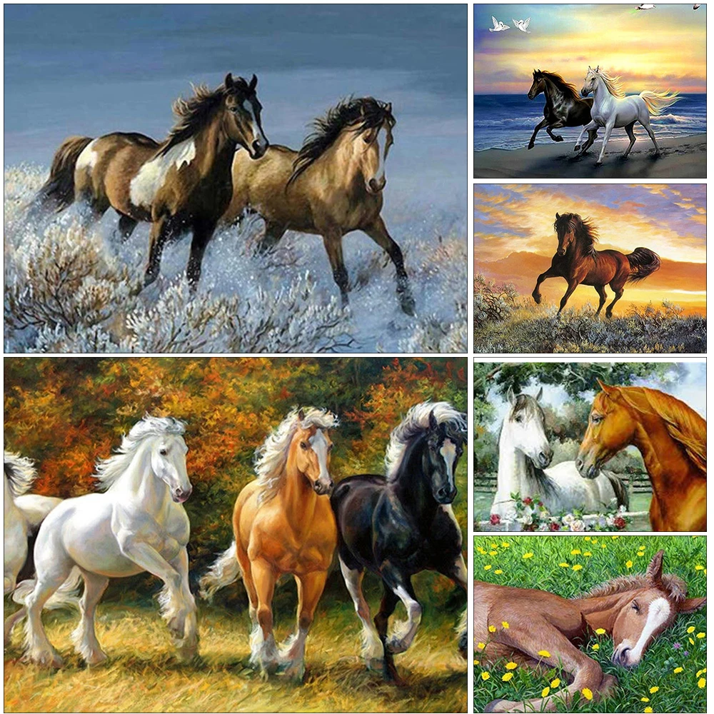 AnimalHorsePaintByNumberForAdultsCanvasDiamondArtPainting