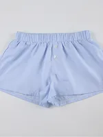 Short décontracté à imprimé rayé pour femme, taille élastique, bas boutonnés, streetwear chic, basique, mode Y2K 6