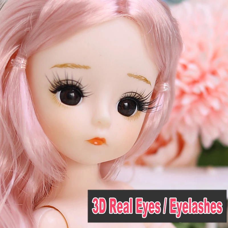 Long Eyelashes 30cm Princess Bjd Doll 1/6 21 Joints Golden Long Curly Hair Dress Up Naked Girl Fashion Dolls Toys for Girls Gift