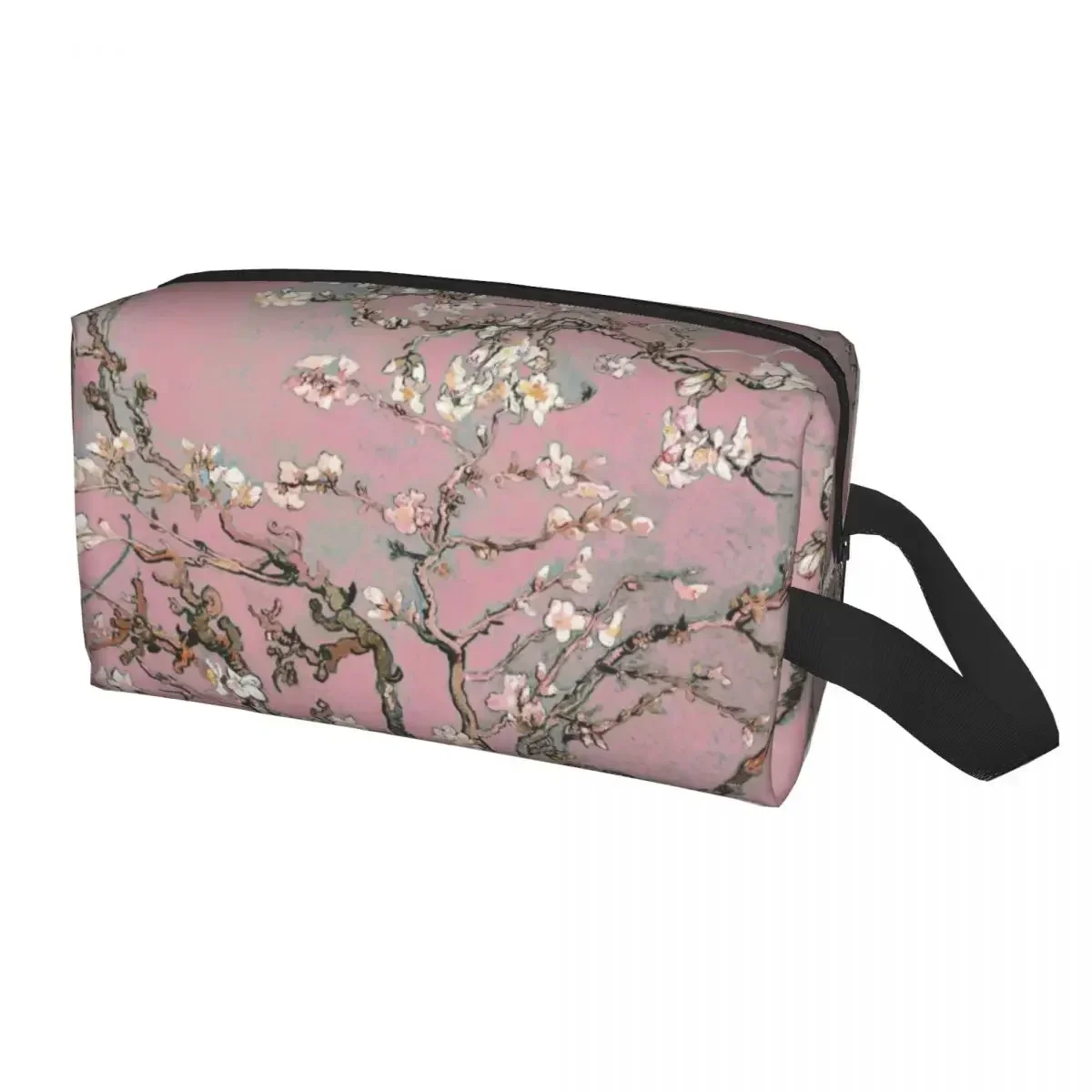 

Almond Blossoms Makeup Bag Women Travel Cosmetic Organizer Cute Blossoming Almond Tree Storage Toiletry Bags