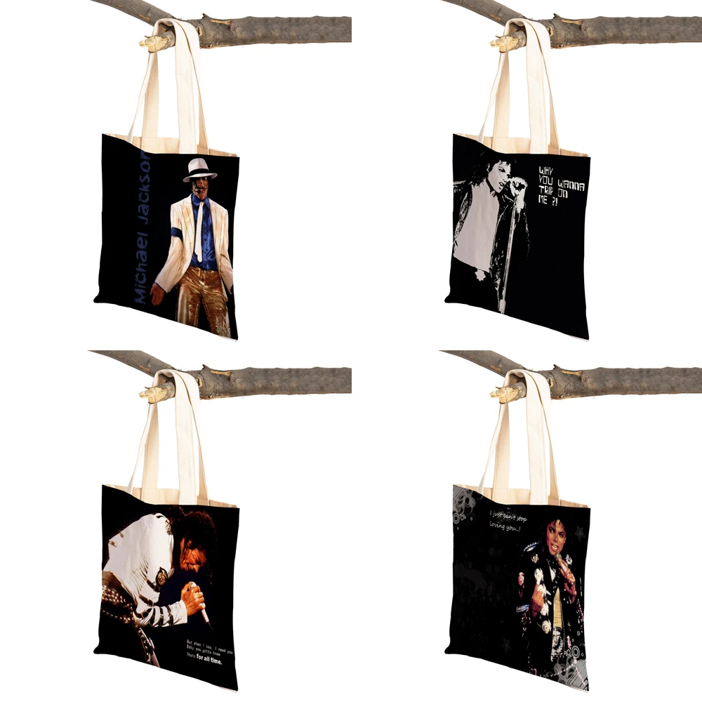 Michael Jackson Shopping Bag Double Print Shopper Supermarket Bags Design Women Handbag Eco Portable Convenient Storage Tote