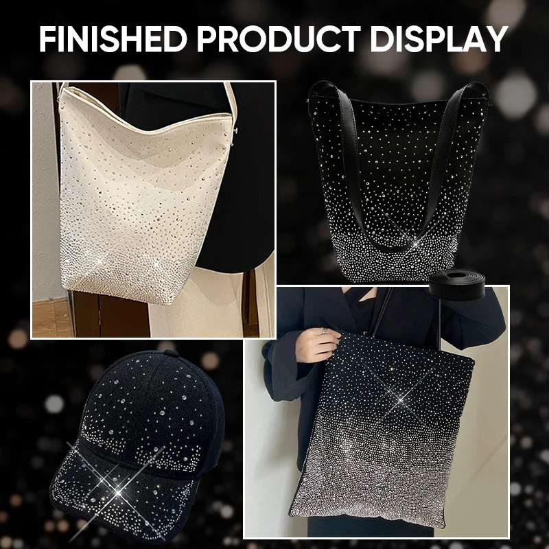 QIAO 1/2/4개 글리터 핫픽스 라인스톤 열전사 스티커, DIY 공예, 의류 장 간편하게 붙이는 열전사 비닐