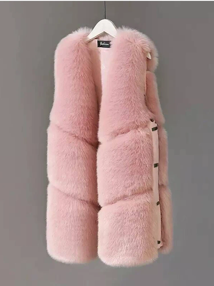 ZADORIN Fur Waistcoat Winter Luxury Faux Fur Vest Korean Fashion Long Faux Fur Gilet Veste Fur Cardigan Jackets