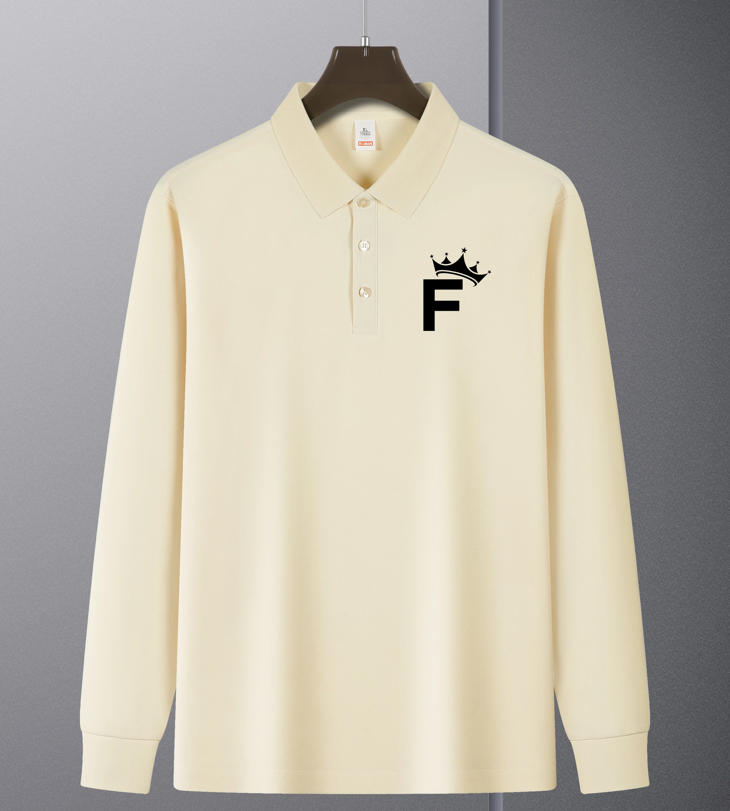 The Letter F Has A Crown Pattern Men Revers Polo Shirt Autumn Fashionable Soft Shirts Casual Sport Clothes All-Match Mans Top