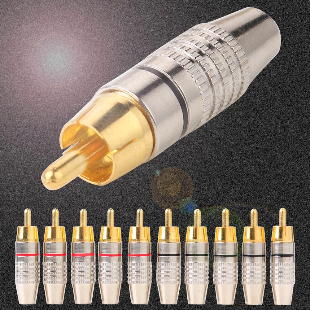 10pcs 5pair RCA Plug Connector Audio Plug DIY RCA Speaker Plug