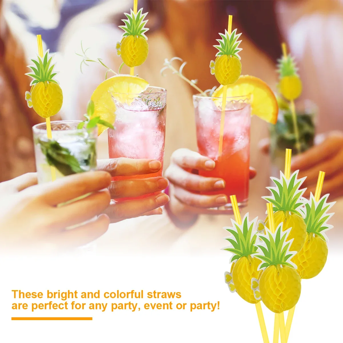50Pcs Paper Drinking Straw 3D Fruit Paper Straws Pineapple Flamingo Design Straw Eco Friendly Recyclable Drinking