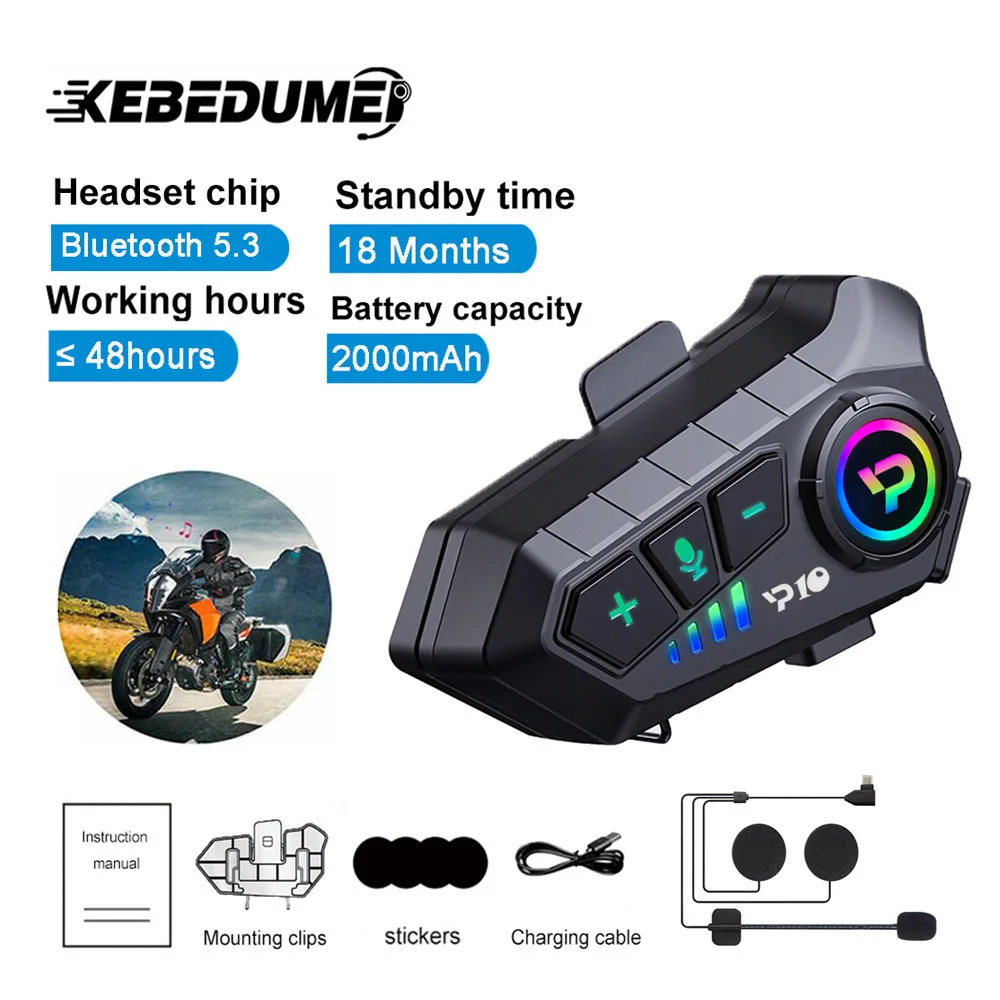 

Motorcycle Helmet Headset Bluetooth 5.3 EDR 2000mah Wireless Headphones Earphones IP67 Waterproof Noise Reduction Voice Control