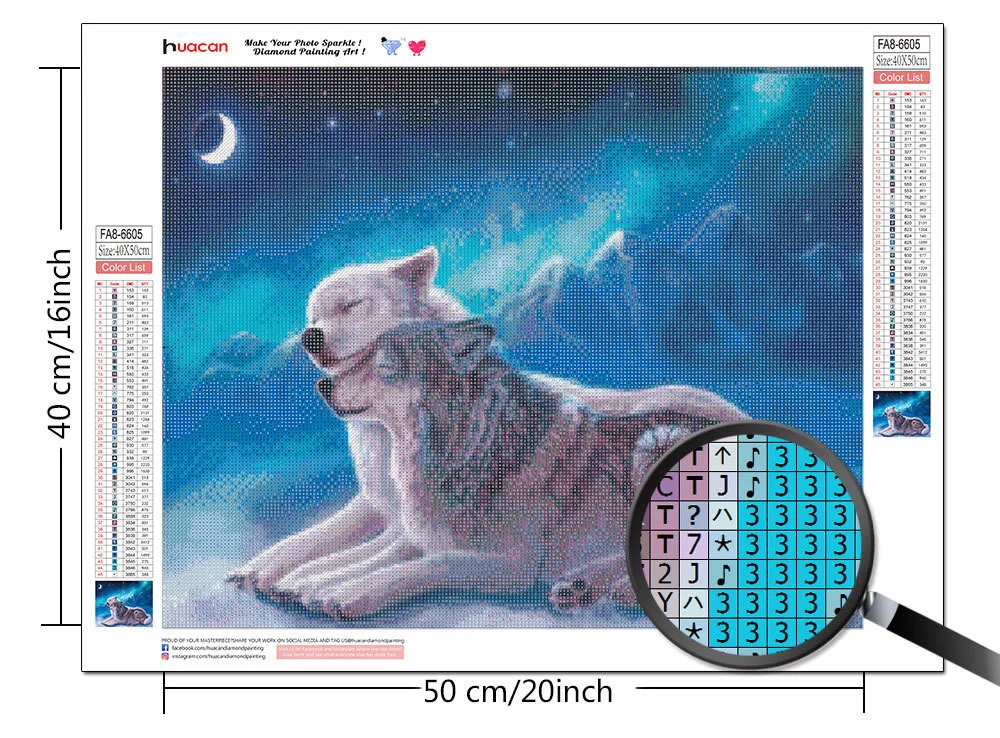 HUACAN 5D Diamond Painting Wolf Craft Kit Full Drill Rhinestone Diamond Embroidery Animal Mosaic Moon Needlework Handmade Gift
