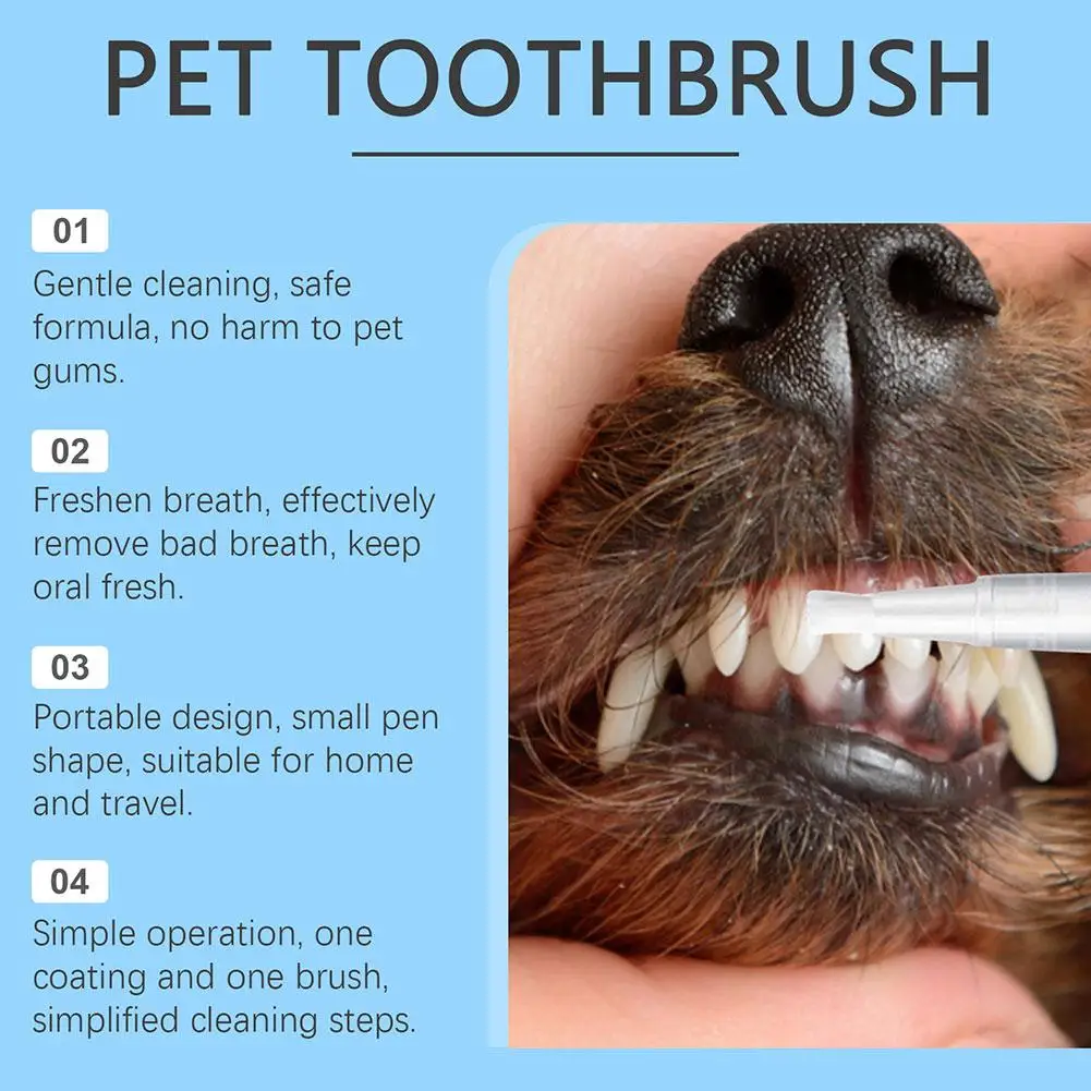 Dog Teeth Cleaning Pen Cat/Dog Tartar Remover for Teeth Pet Dental Stain Cleaning Grooming Toothbrush