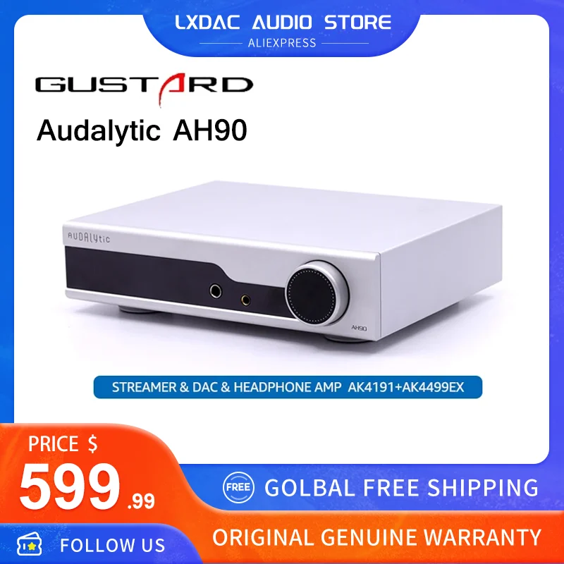 

Gustard Audalytic AH90 Streamer Decoder AK4499EX DAC Headphone Amplifier 4.4mm Balanced AMP Audio Preamplifier