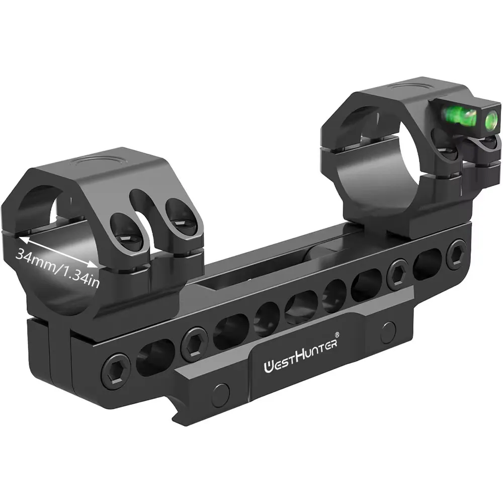 Cantilever Rifle Mount WestHunter Cantilever Scope Mount - 30mm/34mm Tube, Picatinny Rail, Bubble Level Hunting Shooting Accessories