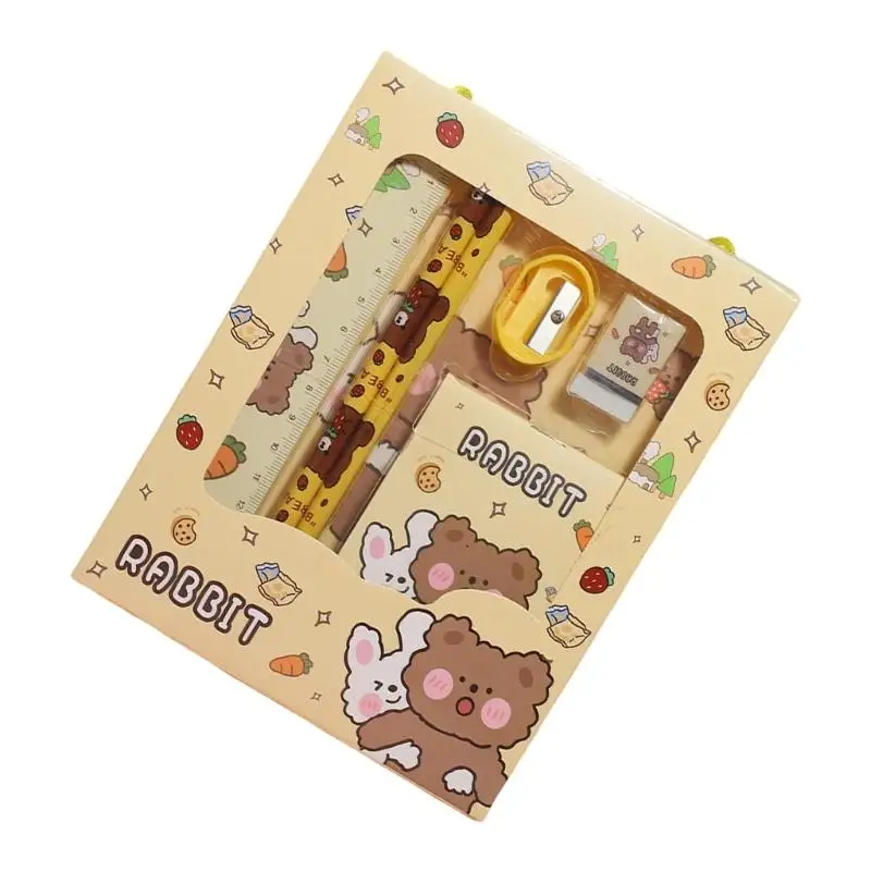 다채로운 컬러 문구 선물 세트 학생을위한 다기능 쓰기 액세서리 창의력 컴팩트 안전 보관 상자 D2RC